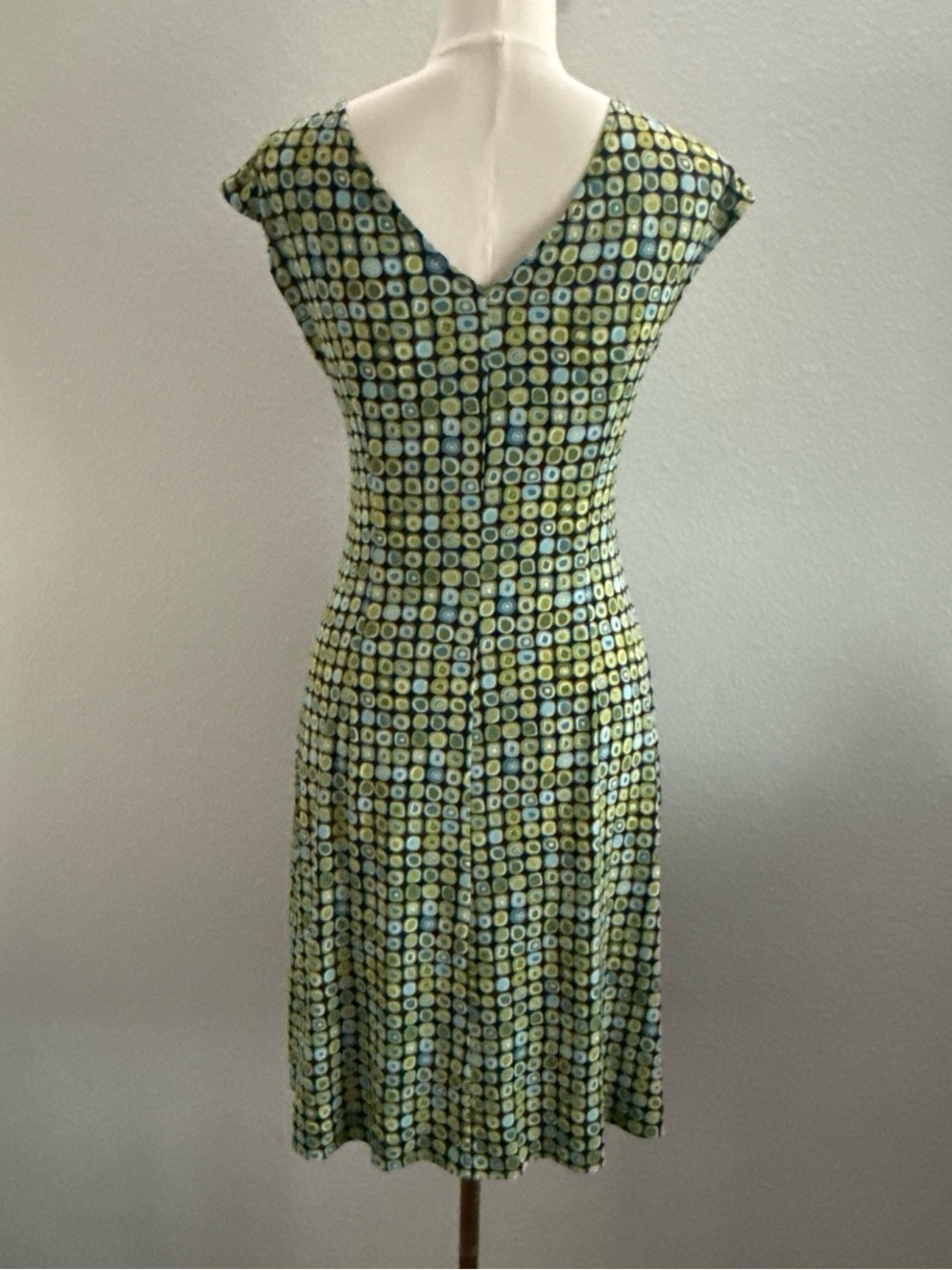 Lady Hathaway Retro Geometric Twist Front Midi Dress Y2K Size 6 - Picture 2 of 7